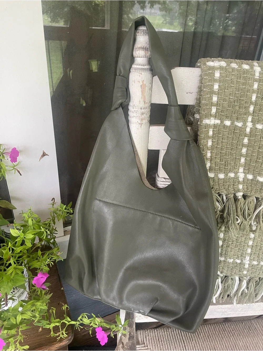 Elizabeth and James Olive Green Knotted-Top Hobo